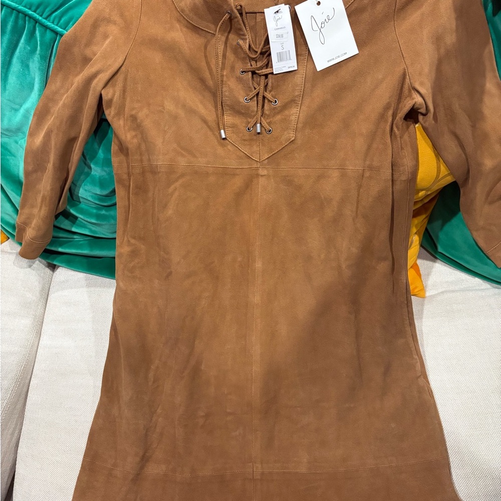 Joie Tan Suede Lace-Up Dress